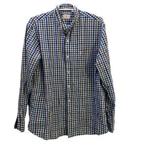 Dockers Dress Shirts‎ Men's Large Long Sleeve Blue Gray Gingham